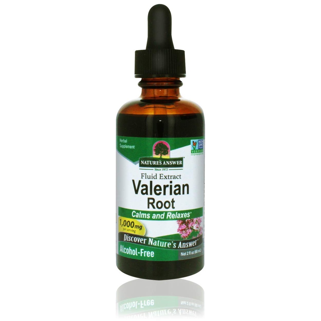 Nature's Answer Valerian Root 2 Extrait d'ounce - Sans alcool, sans gluten, sans casher, sans OGM, fabriqué aux États-Unis - Support de relaxation et de calmant - Valerian Root for Sleep, Repos Aid