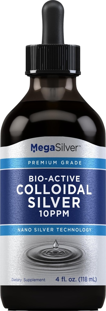 Piping Rock Colloidal Silver Liquid Drops | 10 ppm | 4 oz | Bio Active Premium Grade | Nano Silver Technology | Non-GMO, Glutenfrei