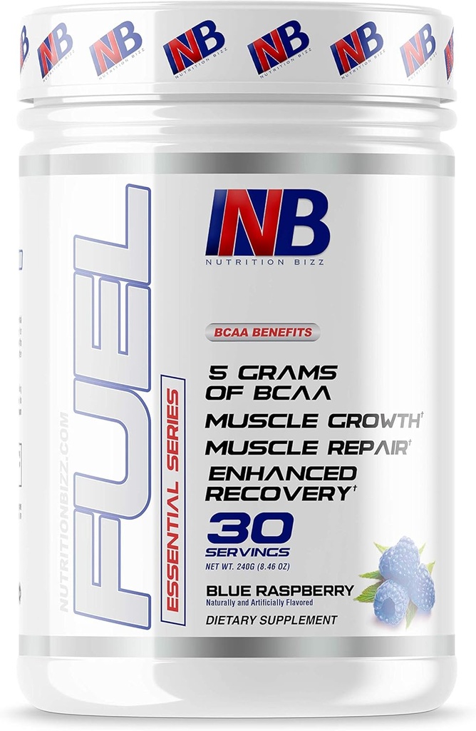 BCAA Powder, 5 Gramm BCAA Aminosäuren, Post Workout Recovery Drink für Muskelaufbau, Erholung und Ausdauer, 30 Portionen (Blauer Himbeer)