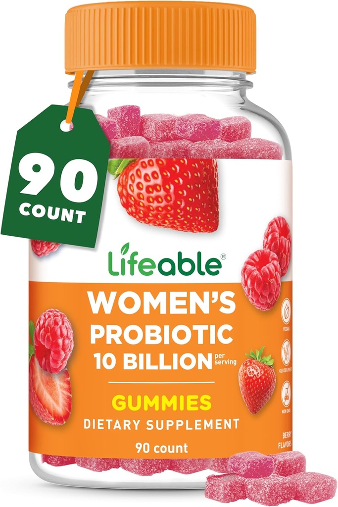 Probiotici vitali per le donne | 10 miliardi di CFU | Grandi Gummies Probiotici per la salute vaginale e il supporto immunitario | 90 Probiotici Gummies