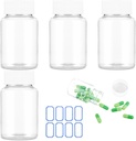 4Pcs bottiglie di plastica trasparente, contenitori di medicina vuoto 50ml con cappucci per polvere solida liquida