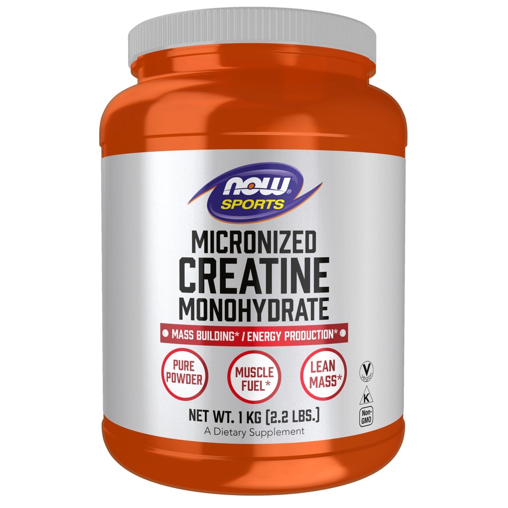 Maintenant, nutrition sportive, poudre de créatine micronisée 500 g, bâtiment de masse*/production d'énergie*, 1 kg.