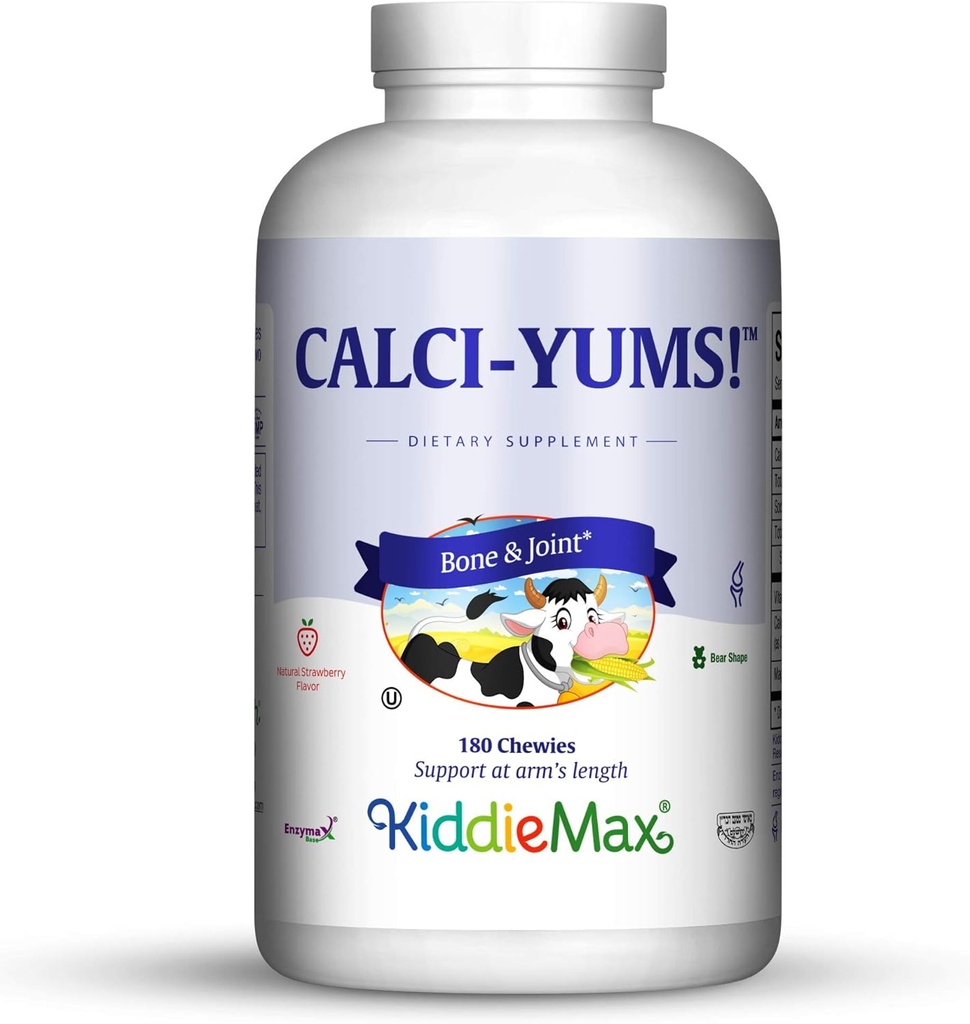 Maxi Health KiddieMax Kalzium - CalciYum! - Flavored -Animal Shaped Chewies - Kosher (180 Count)
