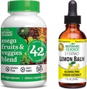 Botanische Wahl Mega Fruits and Veggies Blend (60 Kapseln) + Lemon Balm Tincture (1 fl oz) Bundle - Energy Balance & Superfood Supplement + Relaxation und Schlafunterstützung