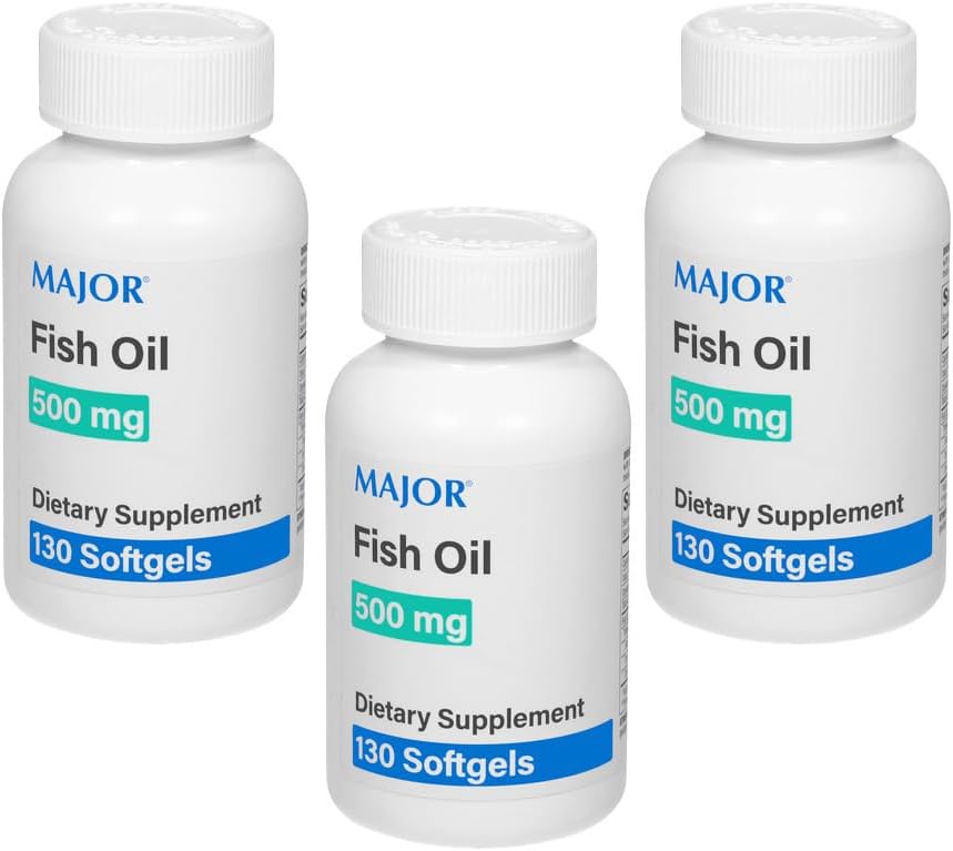 MAJOR Huile de poisson 500mg Softgels - Supplément d'huile de poisson Oméga-3 - Supplément alimentaire - 130 Compte (3 Pack)