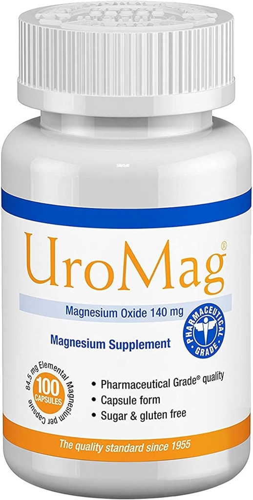 Supplément d'oxyde de magnésium sans sucre d'UroMag, 100 Compte, faible dose de magnésium Alternative
