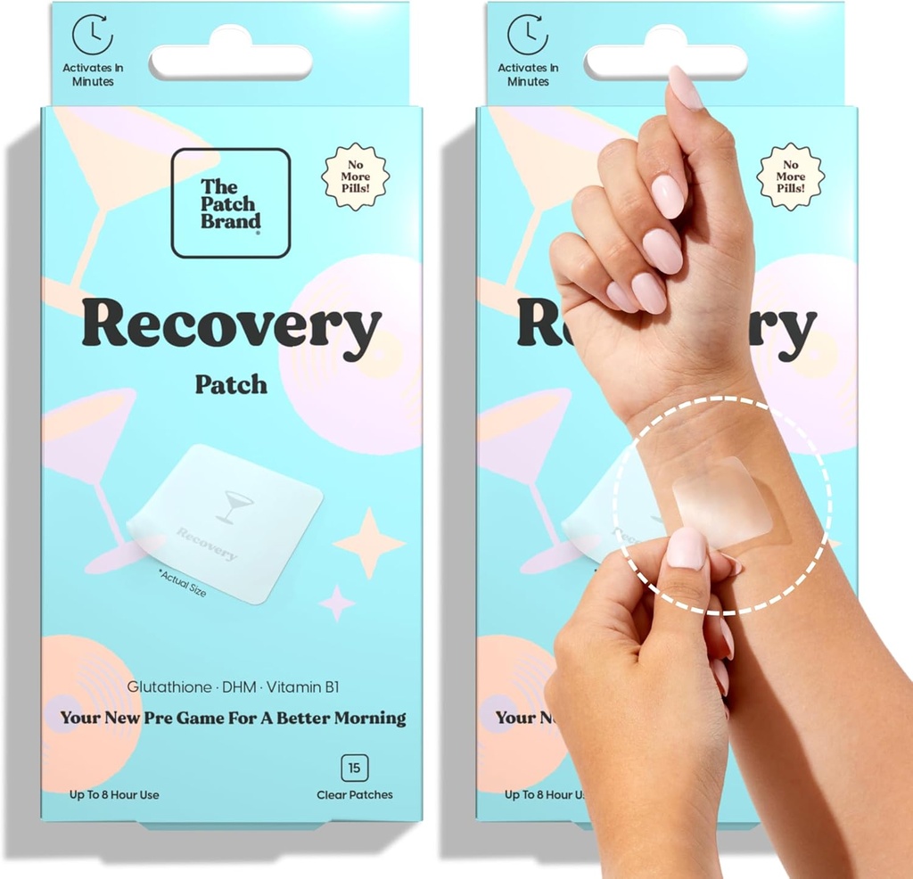 Der Patch Brand Recovery Patches | unterstützt Morning After mit Vitamin B1, DHM, Glutathione | Party & Travel Must Haves | Langlebige Wasserbeständige Patches