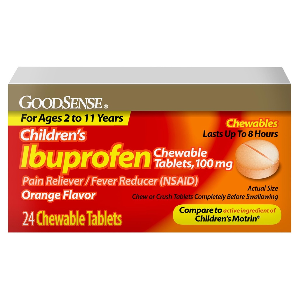 Comprimés chirurgicaux de l'Ibuprofène pour enfants de bonne qualité, 100 mg, 24 Compte, soulagement de la douleur et réducteur de la fièvre (AINS), réduit temporairement la fièvre et soulage les douleurs mineures