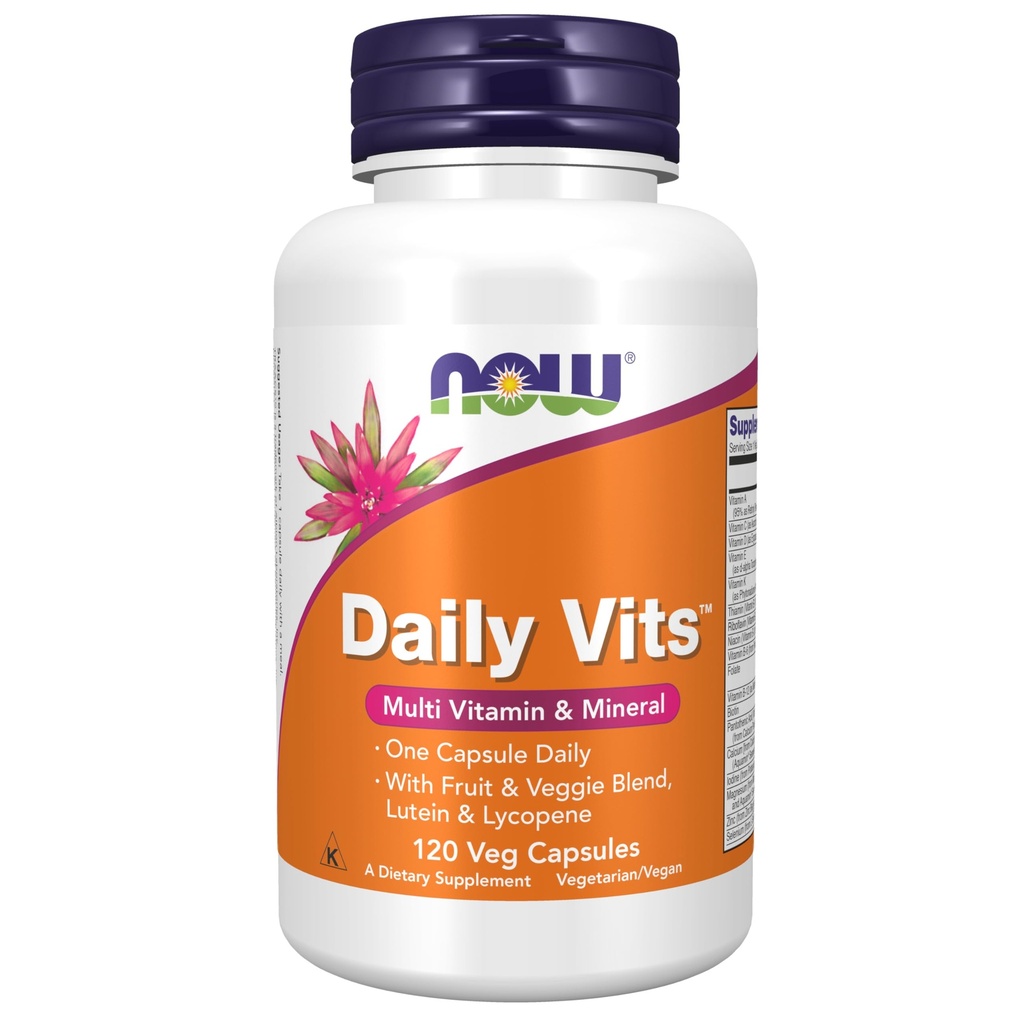 NOW Nahrungsergänzungsmittel, Daily VitsTM mit Frucht & Veggie Blend, Lutein und Lycopin, 120 Veg Kapseln