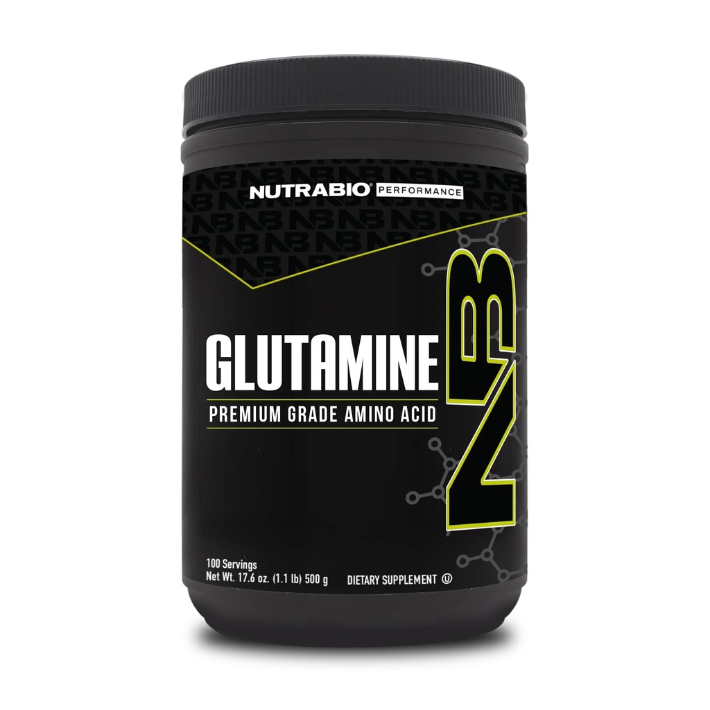 NutraBio reines L-Glutamin-Pulver, 100 Servierungen L-Glutamin-Ergänzung, Aminosäure, Reingehalt, Glutamina, Absolut keine Additive, Füllstoffe oder Hilfsstoffe, Muskelrückgewinnungsergänzung - (500 Gramm)
