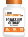BulkSupplements.com Capsule Citrato di potassio - Supplemento minerale, Citrato di potassio 99mg - Gluten Free, 1 Capsule per Serving, 500 Count (Pack of 1)