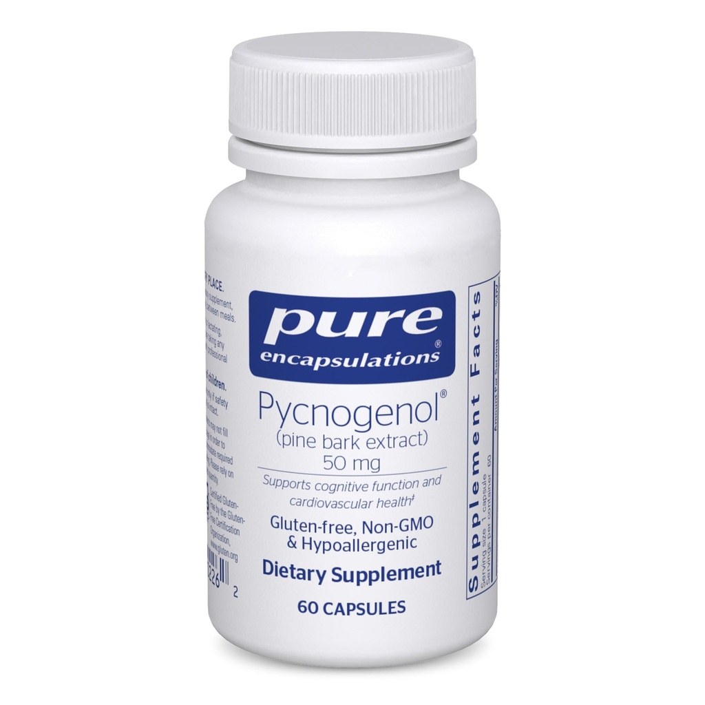 Pure Encapsulations Pycnogenol (Pine Bark Extract) 50 mg | Hypoallergene Ergänzung zur Unterstützung kognitiver Funktion und Herz-Kreislauf-Gesundheit | 60 Kapseln