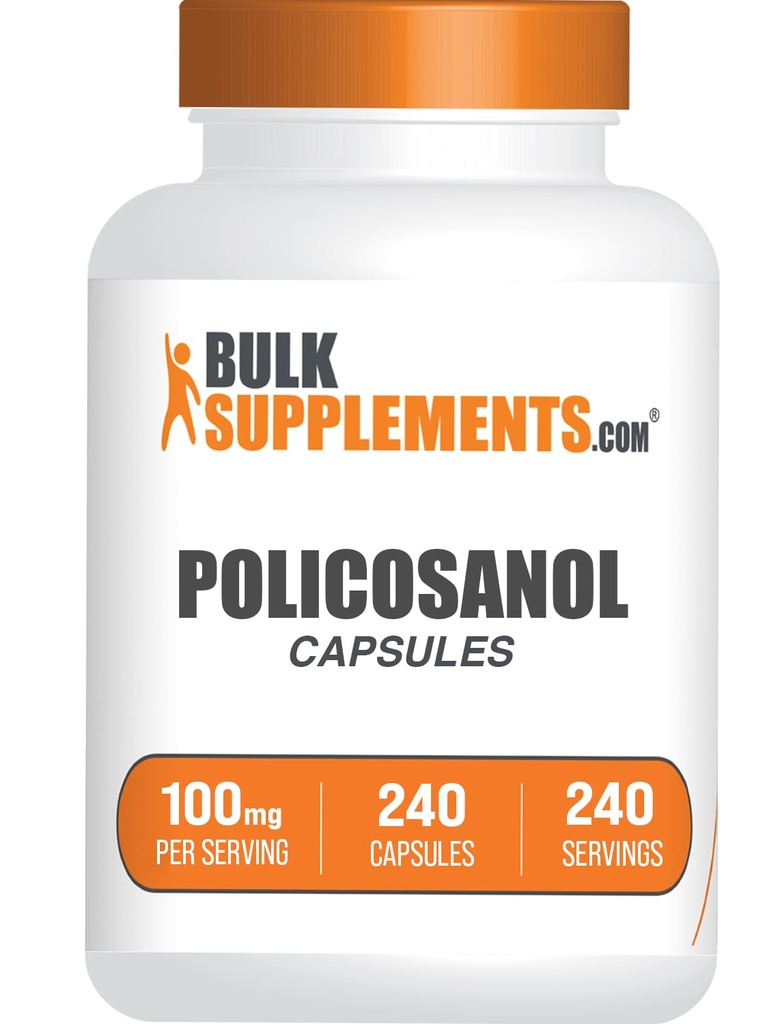 BulkSupplements.com Policosanol Capsule - da Zucchero Cane, Policosanol 100mg - Gluten Free, 1 Capsule per Serving, 240 Capsule (Pack of 1)