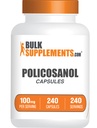 BulkSupplements.com Policosanol Capsule - da Zucchero Cane, Policosanol 100mg - Gluten Free, 1 Capsule per Serving, 240 Capsule (Pack of 1)