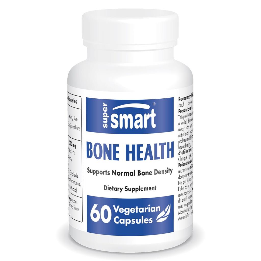 SuperSmart - Bone Health Supplement (100% Plant Based & Patented) - Strong Bones & Bone Density Supplement | Non-GMO & Gluten Free - 60 capsule vegetariane