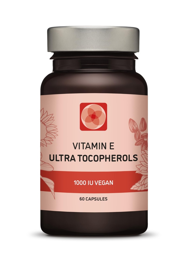 Vitamin E 1000 IU Ultra Tocopherol 450mg Vitamin E Vegan – Alle 4 Tocopherole - Alpha Tocopherol + Beta Tocopherol + Gamma Tocopherol + Delta Tocopherol– Unique d Alpha (60)