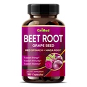 GriMed Beet Root mit Grape Seed Extract, Maca Root, Red Spinach & Ashwagandha – 180 Gemüsekapseln