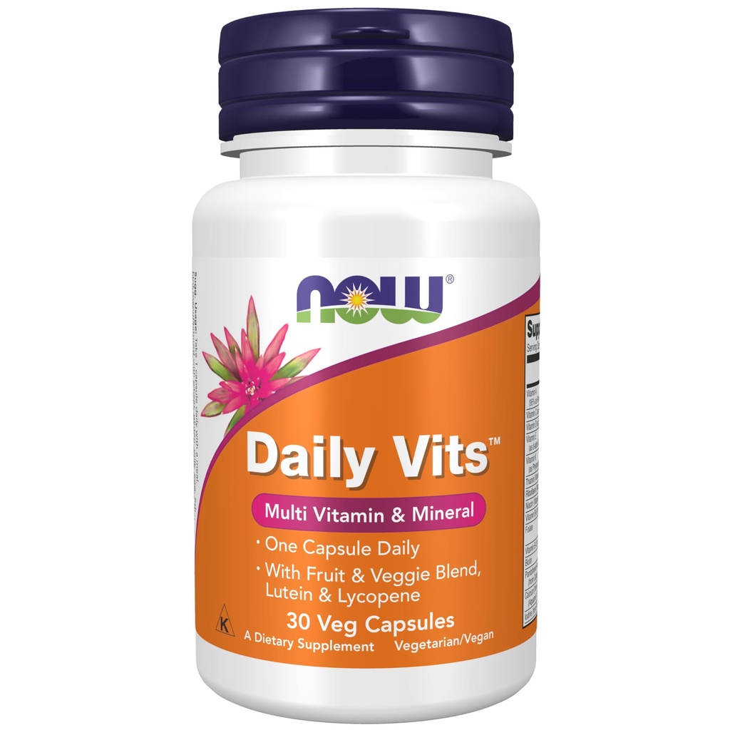 NOW Nahrungsergänzungsmittel, Daily VitsTM mit Frucht- und Gemüsemischung, Lutein und Lycopin, 30 Veg Kapseln