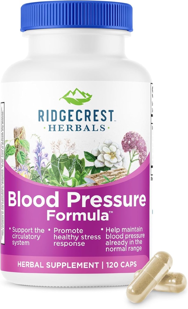 RidgeCrest Kräuter Blutdruck Kräuterformel, 12 Kräuter, Poria Pilz, Gastrodia, Gardenia, für Herz, Gefäß, Zirkulation Gesundheit (120 Zähler)