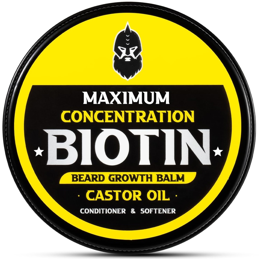 Bartbalsam, maximale Konzentration BIOTIN, mit Rizinusöl und Argan & Jojoba Öle, fördert Bartwachstum, Stile, Stärken & Weichen Barte & Schnurrbart, 2 Unze,Sandalwood