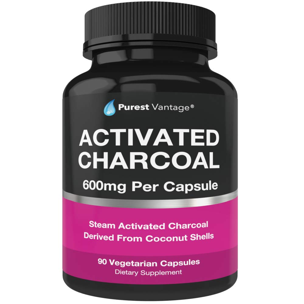 Pure Organico attivato capsule di carbone - 600mg per capsula, 90 capsule vegetariane