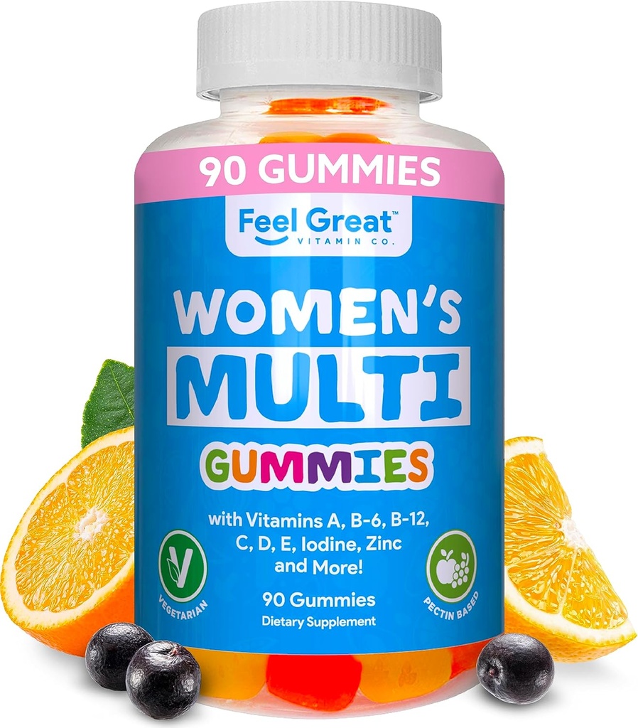Multivitaminico pancia per le donne da sentire grande vitamina Co | Multi Chewable Gummy supplemento con vitamina A, B-6, B-12, C, D, E, Biotin, Choline, acido folico, zinco e altro ancora