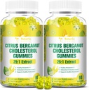 (2 Pacchetti) Zucchero Citrus Bergamotto Gummies per Colesterolo sano - Tutti i supplementi naturali 25:1 Estratto dall'Italia Bergamotto Supplemento per Supporto Immune Sano Anti-invecchiamento Zucchero-Free Pectin Vegan