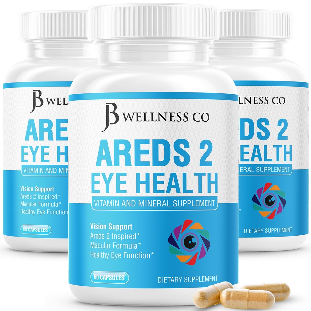 JB Wellness AREDS 2 Integratore di vitamina e minerali degli occhi, contiene Luteina, Vitamina C, Zeaxantina, Zinc & Vitamin Enhance Vision Supplemento - 180 Conte
