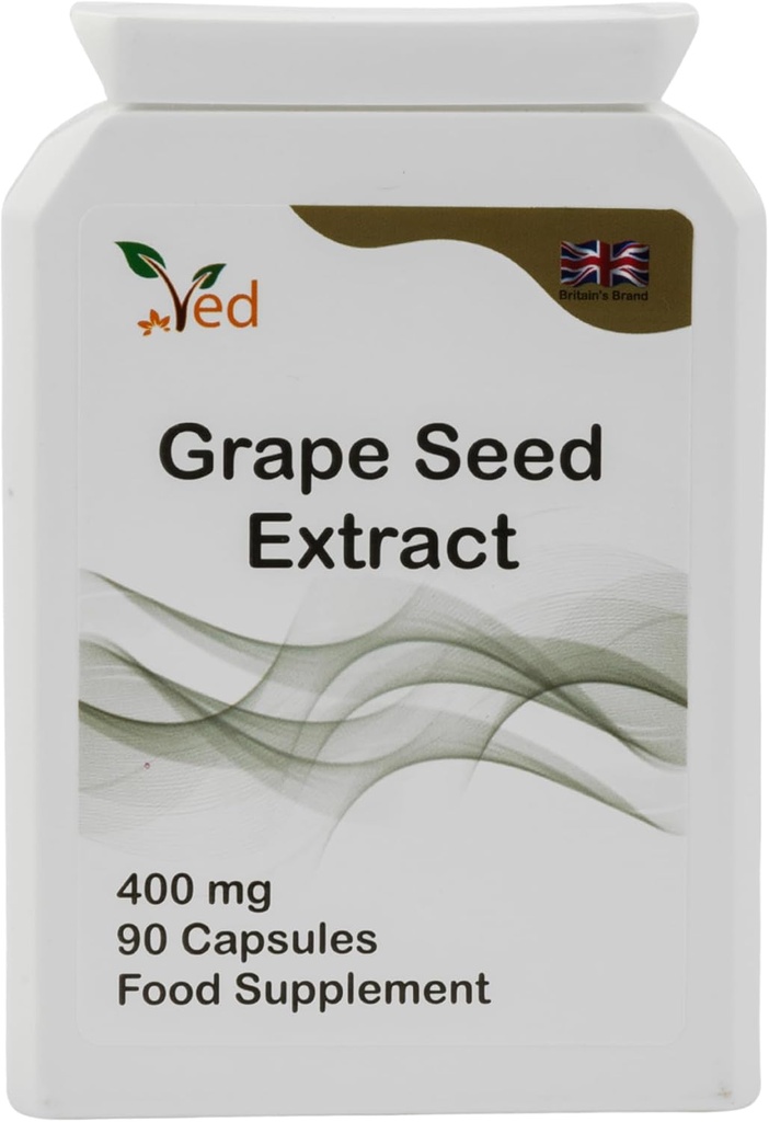 Ved OPC Grape Seed Extract Kapseln, Min. 95% oligomere Proanthocyanidine,400 mg 90 Vegan Kapsel (3 Monate Versorgung)