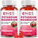 2 Pack Kalium Magnesium Ergänzung Gummi - Kalium Citrat & Magnesium Glycinat für Leg Cramps & Muskel, Stimmung & Entspannung, Energie Unterstützung mit Vitamin B6, D3, C Raspberry Flavor