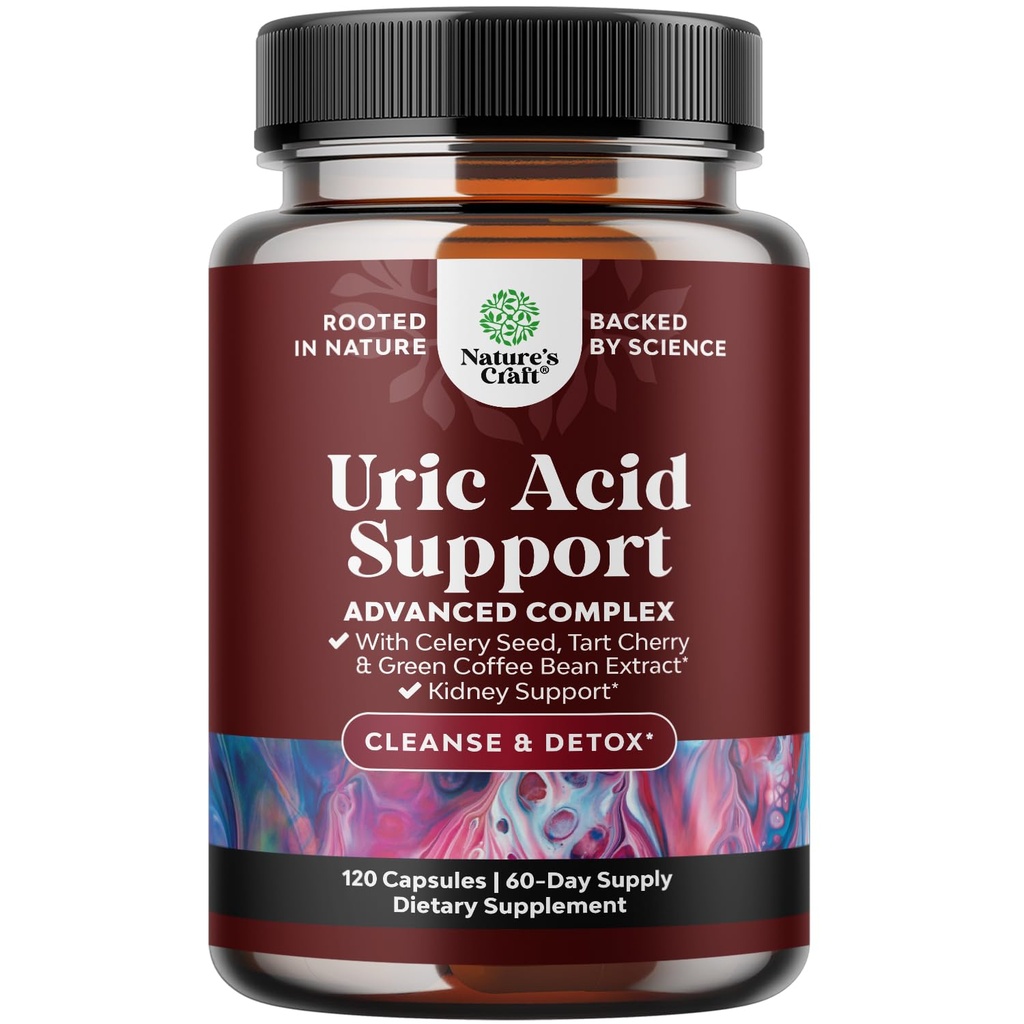 Extrait de fèves de café vert pour le nettoyage et la désintoxication de l'acide urique - Haricots de café vert avec curcuma, cerise de tart et graines de céleri pour adultes - Flush quotidien d'acide urique pour les articulations support et nettoyant pour le rein – 120 Ct