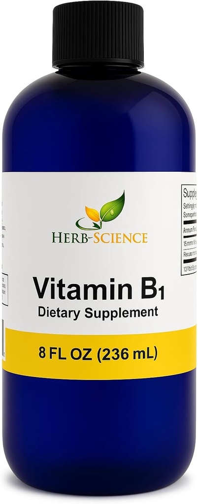 Flüssiges Vitamin B1 Tropfen - Tägliche Thiamin-Ergänzung zur Unterstützung Verdauung, Nervous System, Herzgesundheit, Stress-Relief, natürliche Energie-Booster - 500% DV, 288 Servierungen pro Flasche - 8 fl. Unze