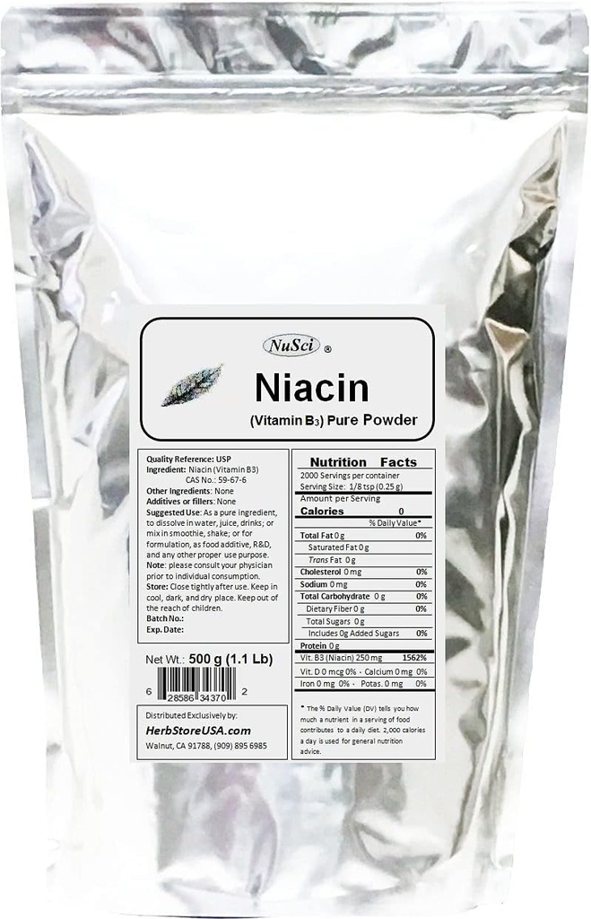 Niacin Vitamin B3 reines Pulver (500 Gramm (1,1 lb))