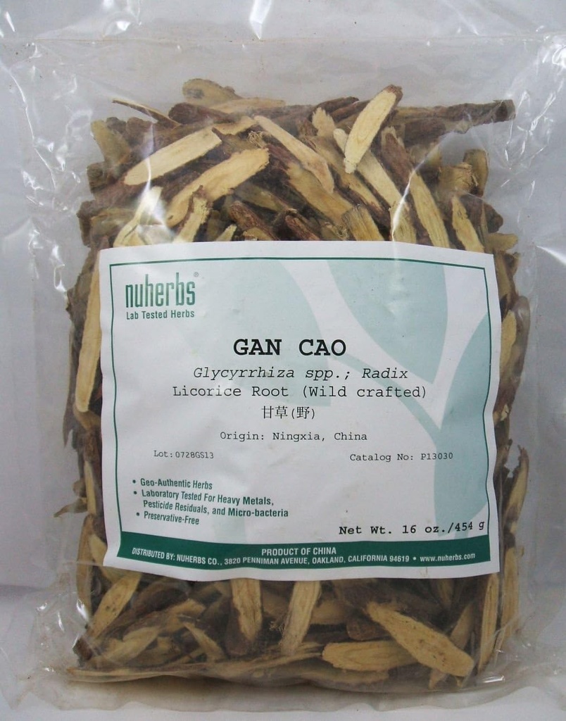 Licorice Root - Sliced Form (Gan Cao) 1 Pfund - Wildcrafted, Lab Tested - Nuherbs