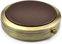 Retro Compact Pill Case with Mirror for Purse Travel Medicine Organizer (Cafee)