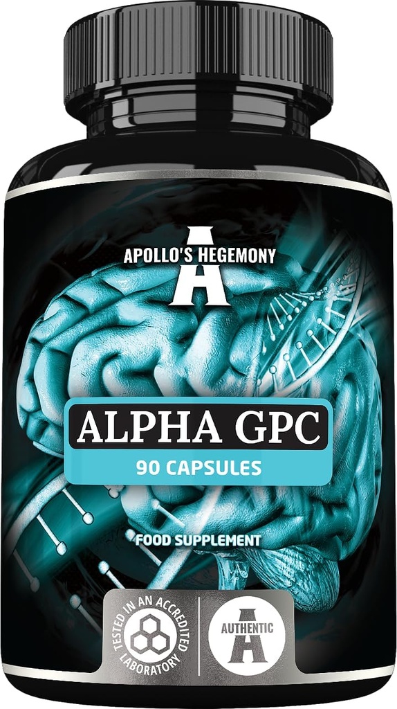 APOLLO'S HEGEMONY Alpha-GPC 600mg pro Tagesdose - 90 Vegan Choline Kapseln - 99% Choline Alfoscerate Nahrungsergänzung - Lipid Choline - Speicher- und Konzentrationskapseln