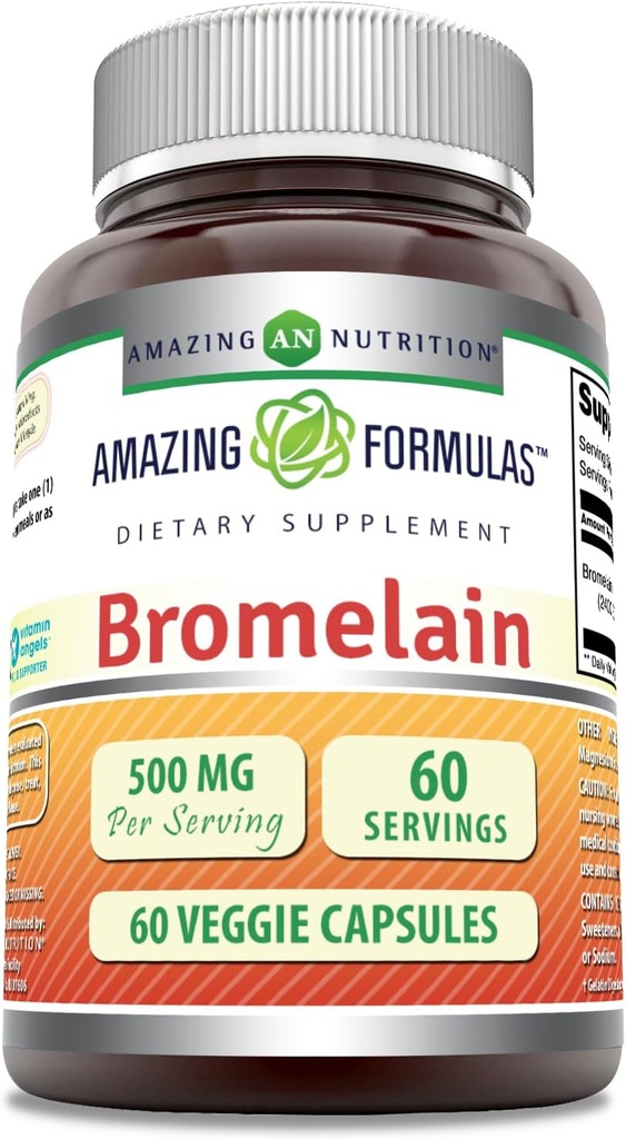 Formules étonnantes Bromelain 500mg 2400 GDU, 60 Capsules de Véggies