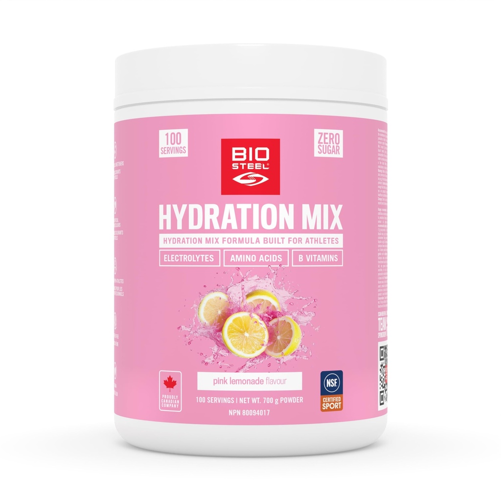 BIOSTEEL Zero Sugar Hydration Mix, Great Tasting Hydration mit 5 Essential Electrolytes, Pink Lemonade, 100 Portionen pro Tub