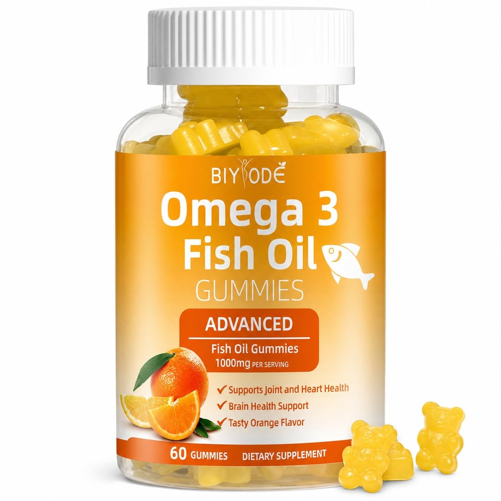 Omega-3 Fischöl-Ergänzungen: Pure 1000mg Omega-3 Gummis unterstützen Herzgelenk Augen Gehirn Immun Gesundheit 60 Gummis 30 Tage Versorgung