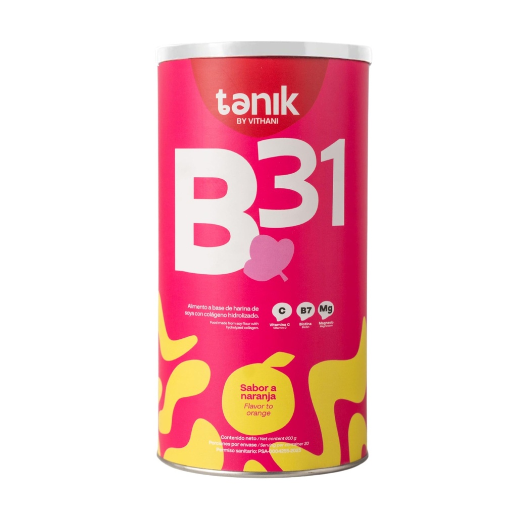 Vithani B31 Colageno con Citrato di Magnesio, Vitamina D, Vitamina E e Biotina – Collage Plus Vitamina C per Pelle, Capelli e Unghie, Aroma arancione, 20 Serve