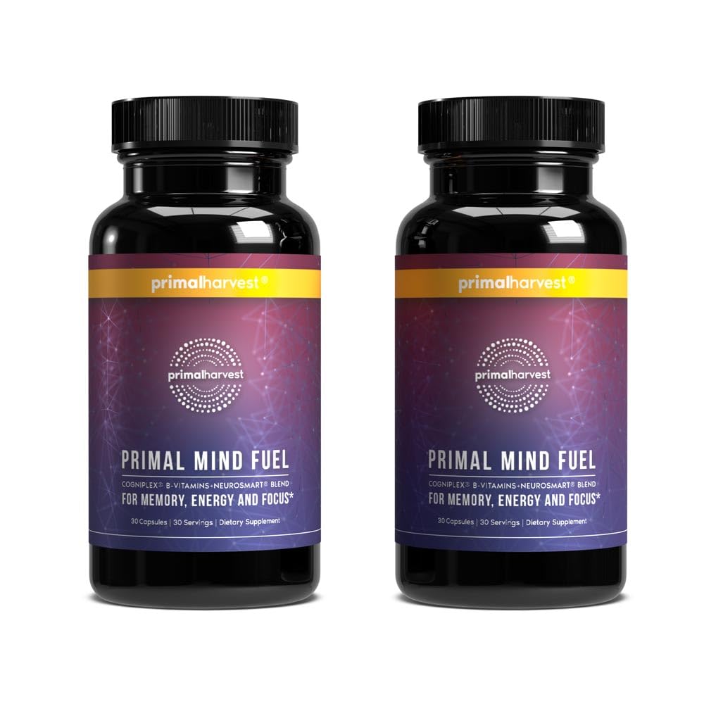 2 Pack, Primal Mind Fuel Brain Booster für Fokus, Energie, Klarheit, Gedächtnis Gehirn Gesundheit 30 Kapseln Nootropics Gehirn Unterstützung Ergänzung für Männer und Frauen