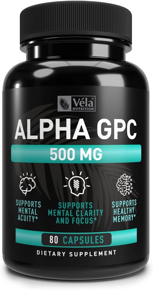 Alpha GPC 500mg Capsule | 80 Count | Supporta la funzione cognitiva sana | Supporta la memoria sana | Dosed per la biodisponibilità ottimale | Non-GMO, 3°-Party Tested