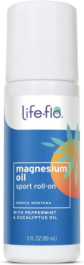 Life-Flo Magnesium Oil Sport Roll-On - Magnesium Roll Auf für Erwachsene und Kinder, beruhigende Roller Stick für Sore Muskeln nach Sport, Verwendung auf Füße, Beine, Rücken und Körper - 3 fl oz Roller