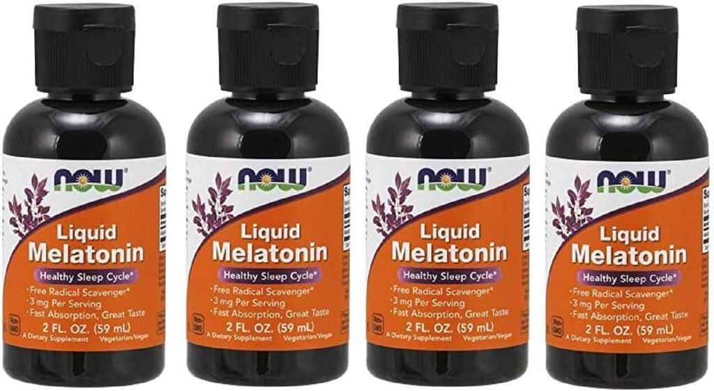Liquid Melatonin 3mg (Pack von 4) Jetzt Lebensmittel 8 oz. (4 x 2 oz.) Flüssig
