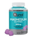 Qunol Magnesiumgummis für Erwachsene, 200mg Elemental Magnesium (ab 1.750mg Magnesium Citrat), Hohe Absorption Magnesium Supplement, unterstützt Nerve, Knochen und Muskel Gesundheit, Vegetarisch, 90 Zähler