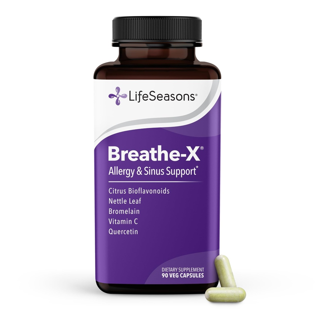 Breathe-X - Allergy & Sinus Relief Supplement - Unterstützt Sinuses & Nasal Discomfort - Non-Drowsy & Fast-Acting - Quercetin, Bromelain, Citrus Bioflavonoids, Nettle Leaf & Vitamin C - 90 Kapseln