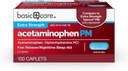 Basic Care Acetaminophen PM, Pain Reliever Plus Nacht-Schlafhilfe Caplet, 100 Count