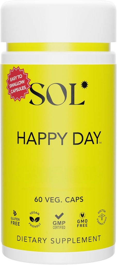 Happy Day Supplement: Combinando le proprietà naturali di erbe della corteccia di felicità collettiva, Astragalus e Gingko Biloba per sostenere uno stile di vita sano - 60 Facile da ingoiare capsule