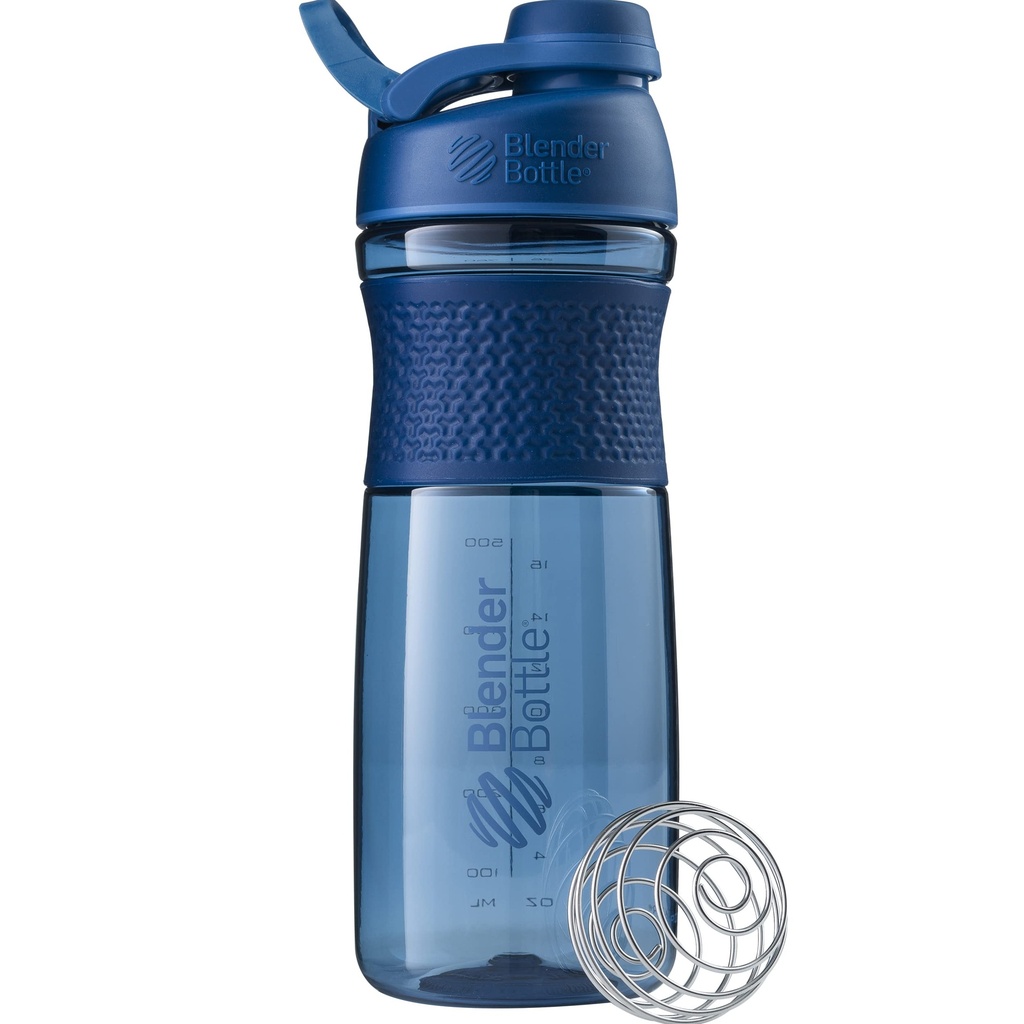 BlenderBottle SportMixer Shaker Bottle Perfekt für Protein Shakes und Pre Workout, 28-Ounce, Navy