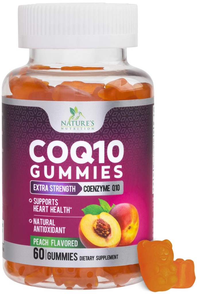 CoQ10 Gummies 100mg - 3X Forza, ad alto assorbimento, supplemento antiossidante per il supporto di salute del cuore e la produzione di energia, Ultra Coenzyme Q10 Vitamine, Coq 10 Supplementi, Non-GMO - 60 CoQ10 Gummies